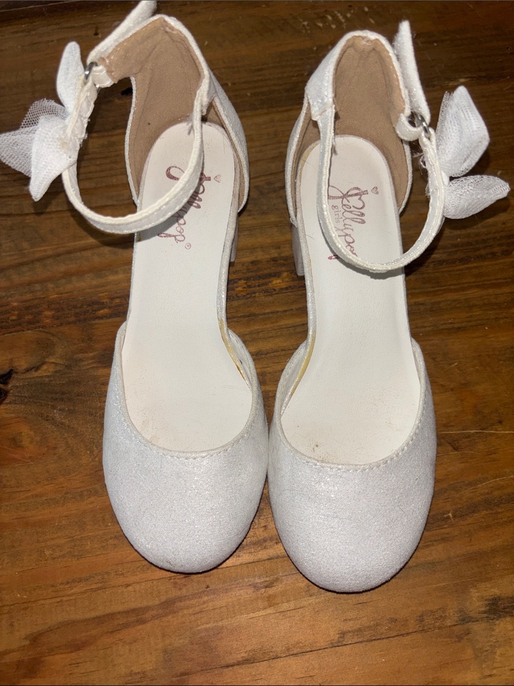 JellyPop Girls White Ankle Strap Sparkle Party Shoes